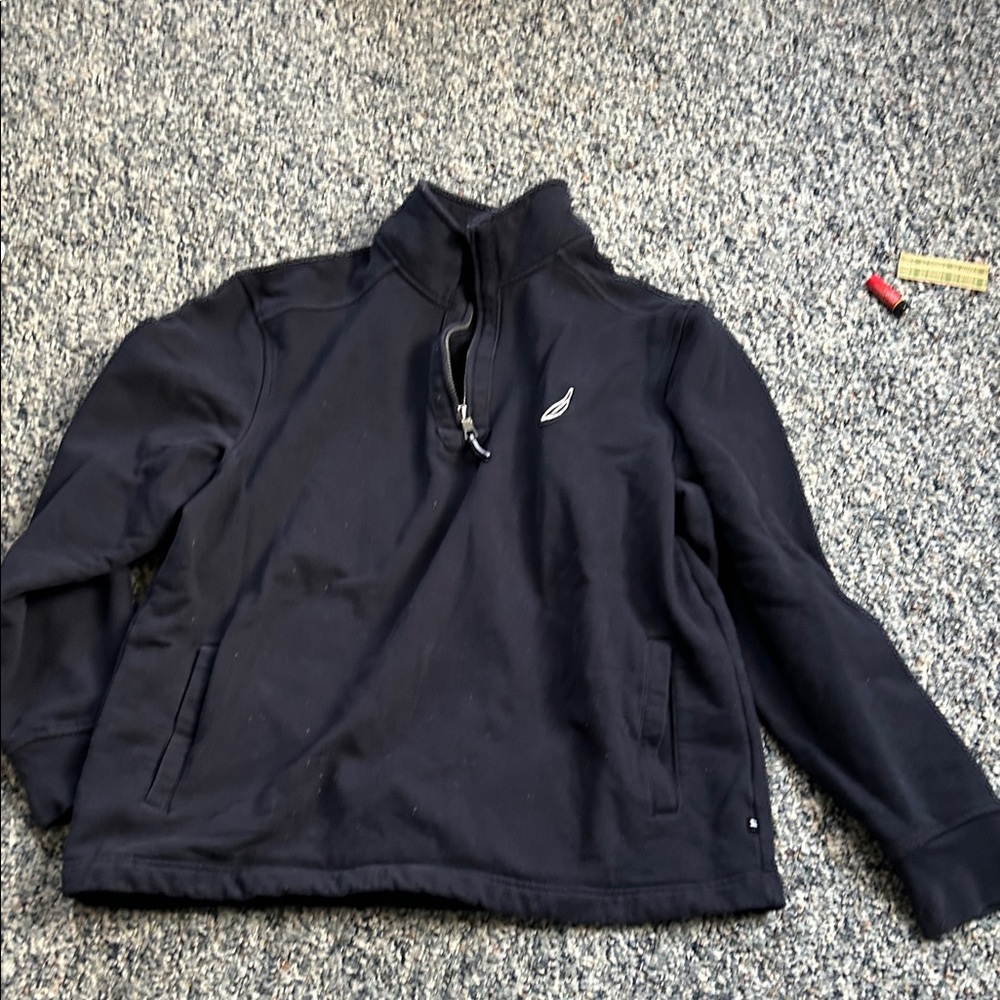 Nautica Pullover Black and Red Quarter-Zip Fleece